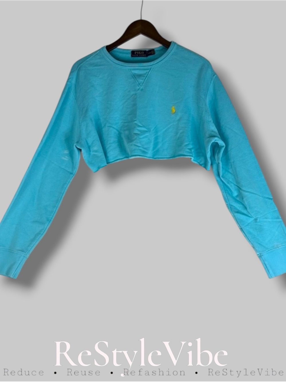 POLO RALPH LAUREN Women’s Size L Sweatshirt Cropped Crewneck Style Embroidered